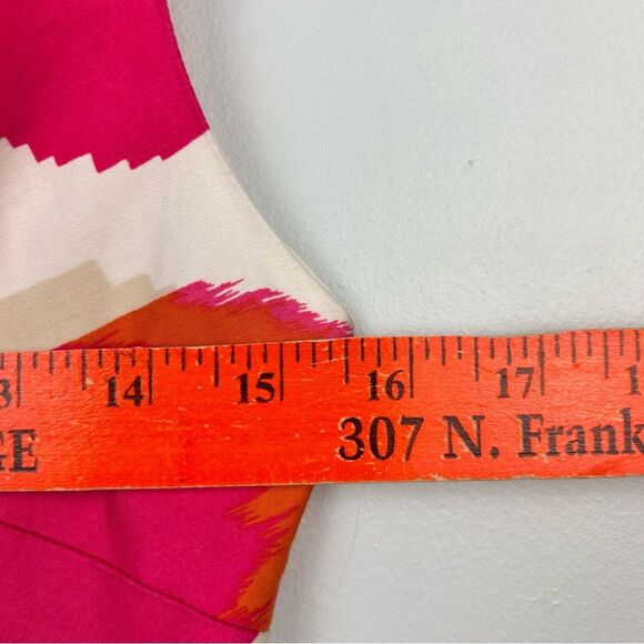 Boden Ikat Sheath Dress Pink White Orange Sleeveless V-Neck  Side Zip Sz 4 - Picture 9 of 16